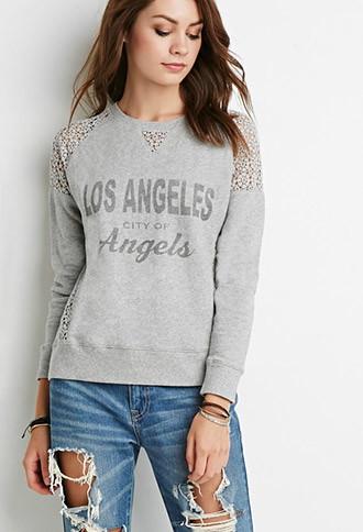 Forever21 Crochet-panel Los Angeles Sweater