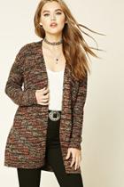 Forever21 Women's  Black & Peach Marled Knit Cardigan