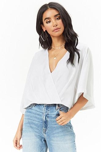 Forever21 Embroidered Surplice Top