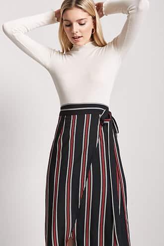 Forever21 Stripe Wrap-front Maxi Skirt
