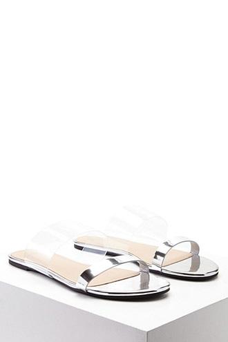Forever21 Metallic Clear Strappy Slides