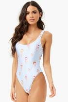 Forever21 Sheeny Jellyfish Print One-piece Swimsuit