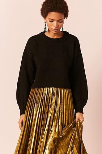Forever21 Ribbed Knit Faux Pearl Pin Sweater