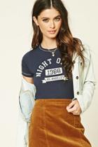 Forever21 Women's  Night Owls Graphic Tee