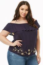 Forever21 Plus Size Embroidered Flounce Top