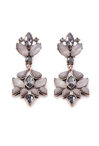 Forever21 Faux Gem Drop Earrings (grey/antic.g)