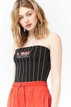 Forever21 Striped Ldn Graphic Tube Top