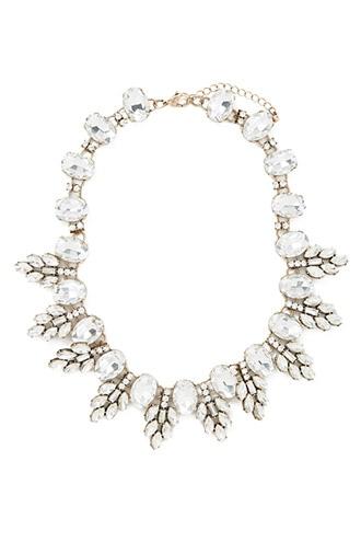 Forever21 Clear & Antique Gold Faux Gem Statement Necklace