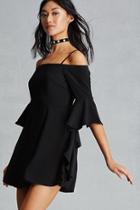 Forever21 Women's  Black Open-shoulder Swing Dress
