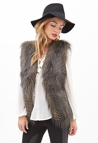 Forever21 Contemporary Two-tone Faux Fur Vest