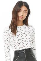 Forever21 Candy Cane Print Thermal Top