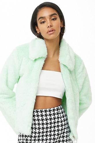 Forever21 Faux Fur Zippered Jacket
