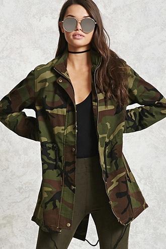 Forever21 Longline Camo Print Jacket