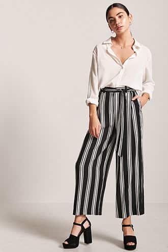 Forever21 Stripe Belted Ankle Pants