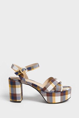 Forever21 Plaid Ankle Strap Platform Heels