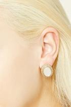 Forever21 Gold & Blush Etched Faux Stone Studs