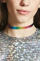 Forever21 Faux Leather Rainbow Choker