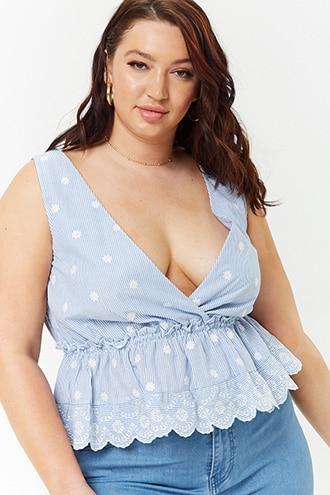 Forever21 Plus Size Plunging Striped Top