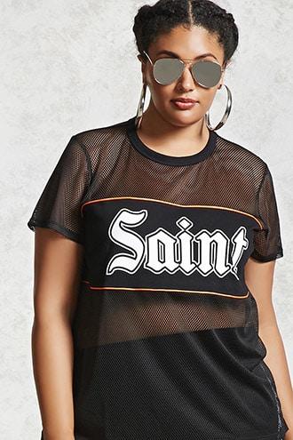 Forever21 Plus Size Saint Mesh Tee