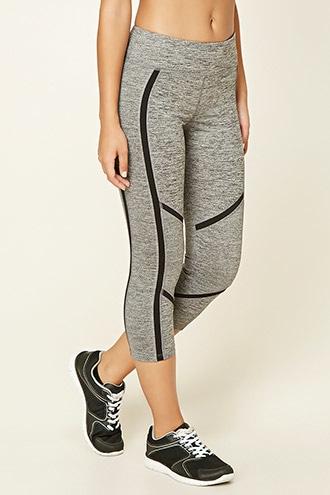 Forever21 Women's  Charcoal & Black Active Contrast Capri Leggings
