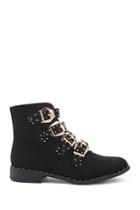 Forever21 Faux Suede Studded Buckle Boots