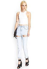Forever21 Light Wash Ripped Jeans