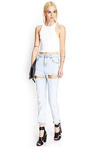 Forever21 Light Wash Ripped Jeans