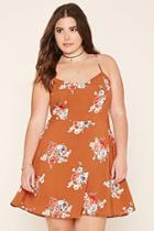 Forever21 Plus Women's  Rust & Coral Plus Size Floral Cami Dress