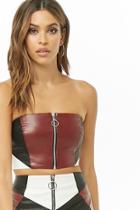 Forever21 Faux Leather Colorblock Tube Top