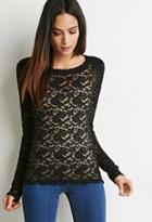 Forever21 Contemporary Embroidered Lace Knit Top