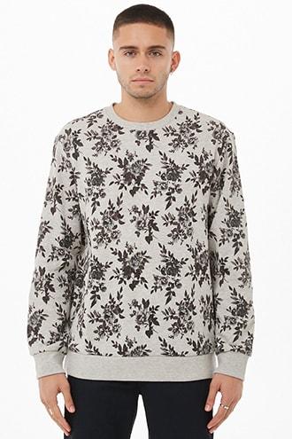 Forever21 Floral Print Fleece Sweatshirt