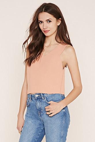 Love21 Women's  Apricot Contemporary V-cut Top