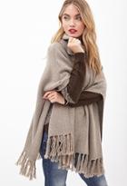 Forever21 Contemporary Cowl Neck Tassel Poncho
