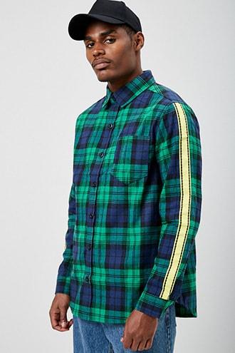 Forever21 American Stitch Striped-trim Plaid Shirt