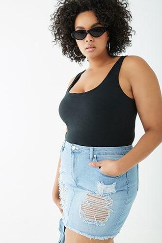 Forever21 Plus Size Distressed Mini Skirt