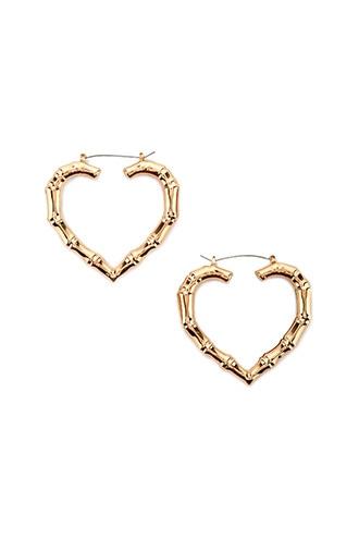Forever21 Bamboo Texture Heart Hoop Earrings