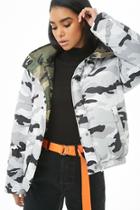 Forever21 Reversible Hooded Camo Puffer Jacket