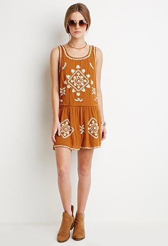 Forever21 Cutout-back Embroidered Dress