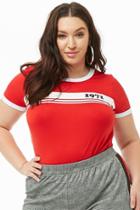 Forever21 Plus Size Striped 1971 Graphic Ringer Tee