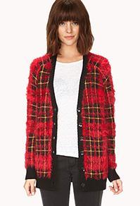 Forever21 Tartan Redux Shag Cardigan