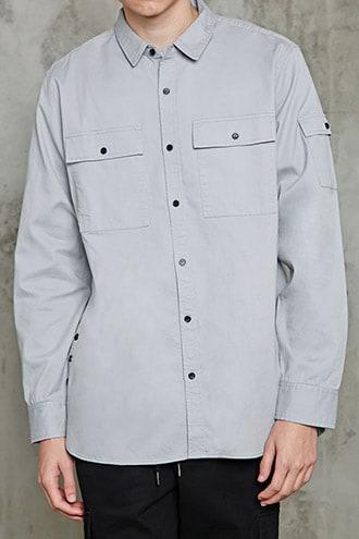 Forever21 Slim-fit Button-hem Shirt