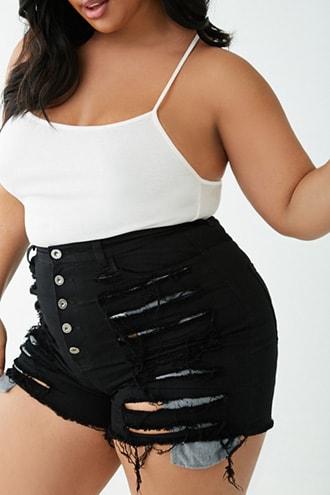 Forever21 Plus Size Destroyed Denim Shorts