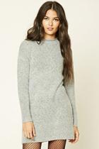 Forever21 Women's  Heather Grey Longline Marled Knit Sweater