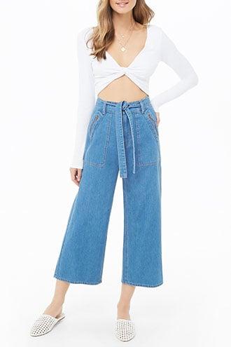 Forever21 Belted Culotte Jeans