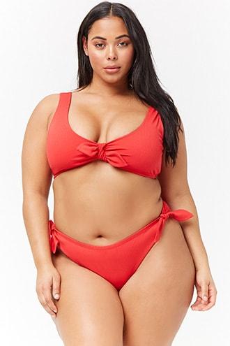 Forever21 Plus Size Ribbed Side-tie Bikini Bottoms