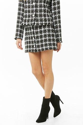 Forever21 Faux Pearl Accent Tweed Skirt