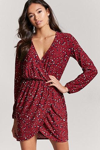 Forever21 Animal Print Mock-wrap Dress