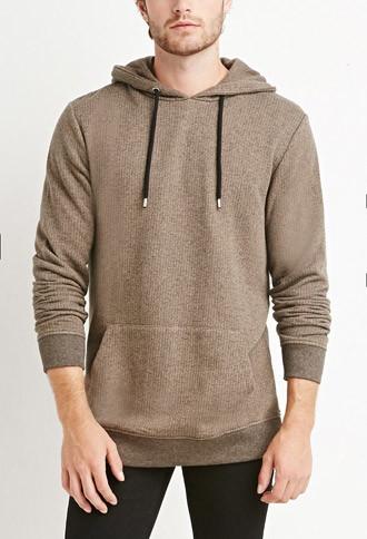 21 Men Marled Pullover Hoodie (taupe/black)