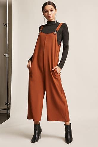 Forever21 Scoop-neck Culotte Overalls