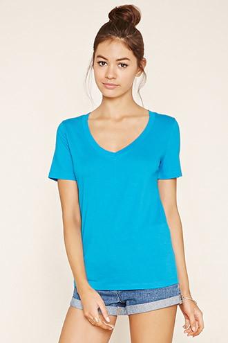 Forever21 Plus Women's  Cotton-blend V-neck Tee
